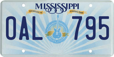 MS license plate OAL795