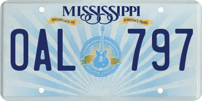 MS license plate OAL797