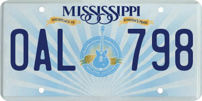 MS license plate OAL798