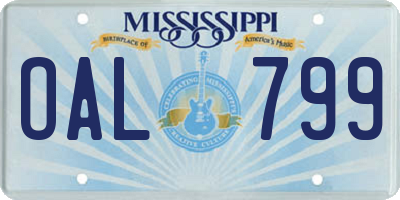 MS license plate OAL799