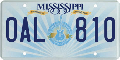 MS license plate OAL810