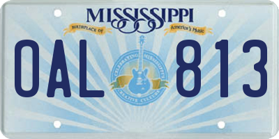 MS license plate OAL813