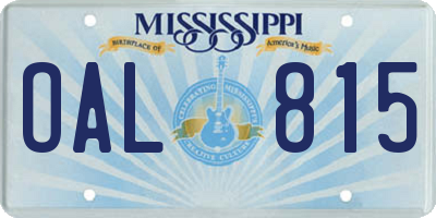MS license plate OAL815