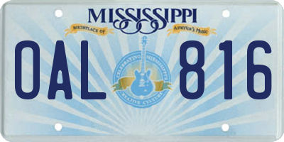MS license plate OAL816