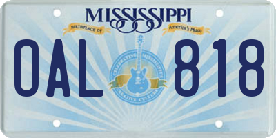 MS license plate OAL818