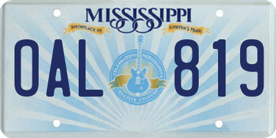 MS license plate OAL819