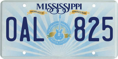 MS license plate OAL825