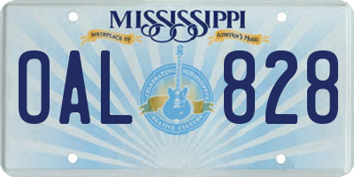 MS license plate OAL828