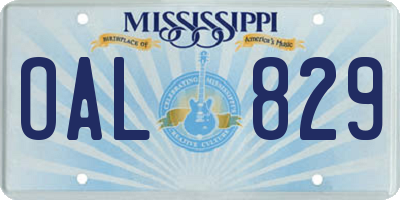 MS license plate OAL829