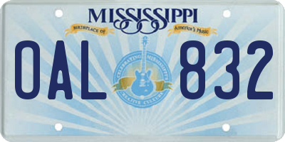 MS license plate OAL832