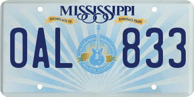 MS license plate OAL833