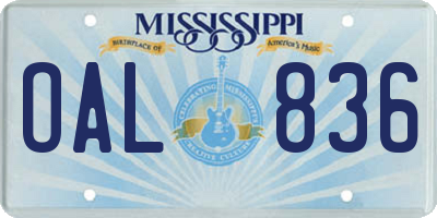 MS license plate OAL836