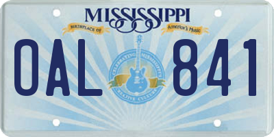 MS license plate OAL841