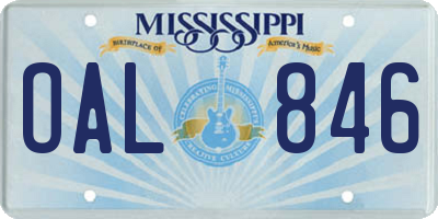 MS license plate OAL846