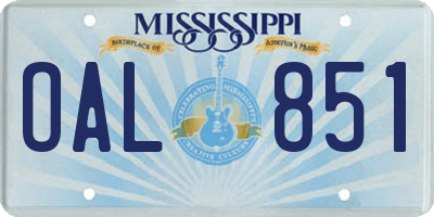 MS license plate OAL851
