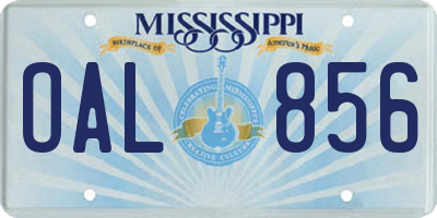 MS license plate OAL856