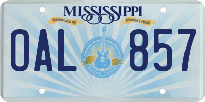 MS license plate OAL857