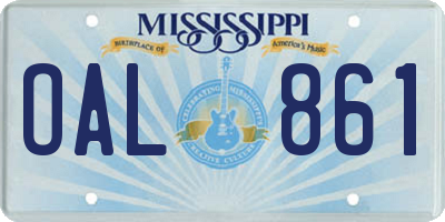 MS license plate OAL861