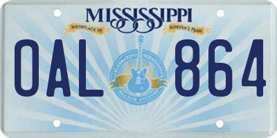 MS license plate OAL864
