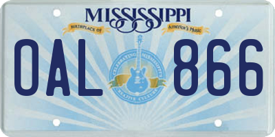 MS license plate OAL866