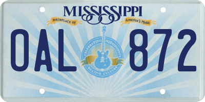 MS license plate OAL872