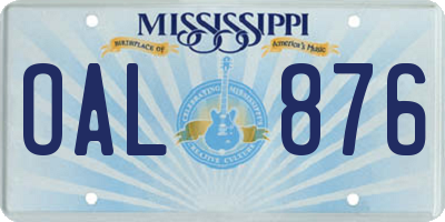 MS license plate OAL876
