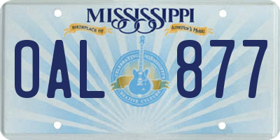 MS license plate OAL877