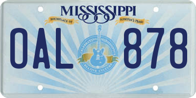MS license plate OAL878