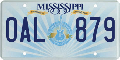 MS license plate OAL879