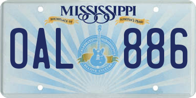 MS license plate OAL886