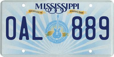 MS license plate OAL889