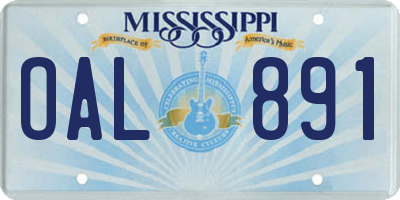 MS license plate OAL891
