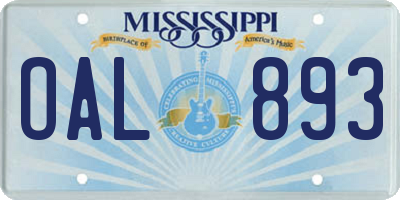 MS license plate OAL893