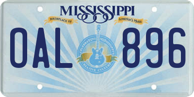 MS license plate OAL896