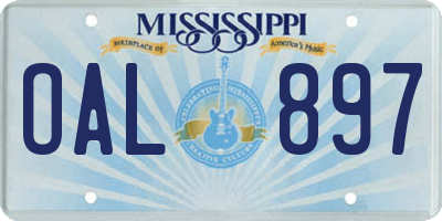 MS license plate OAL897