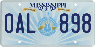 MS license plate OAL898