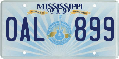 MS license plate OAL899