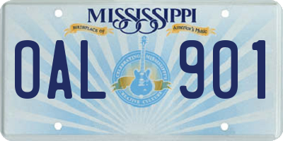 MS license plate OAL901