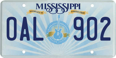 MS license plate OAL902