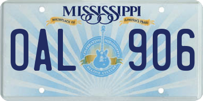 MS license plate OAL906