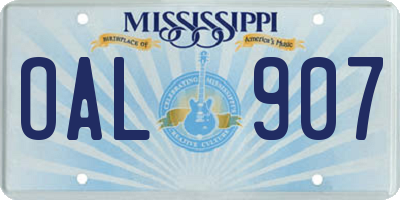 MS license plate OAL907