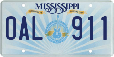MS license plate OAL911
