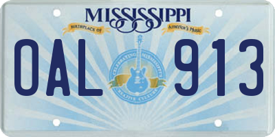 MS license plate OAL913