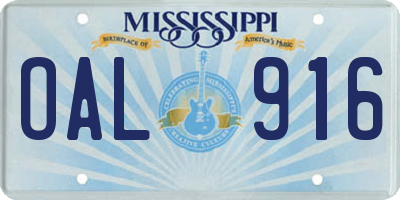 MS license plate OAL916