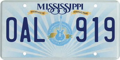 MS license plate OAL919