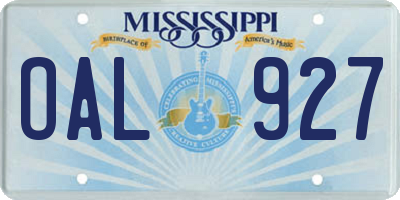 MS license plate OAL927