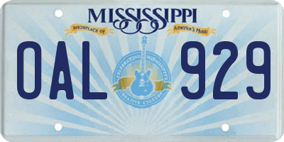 MS license plate OAL929