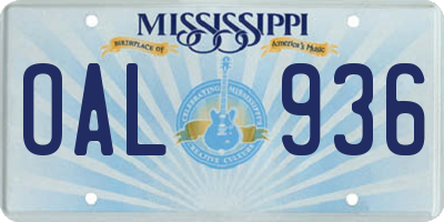MS license plate OAL936