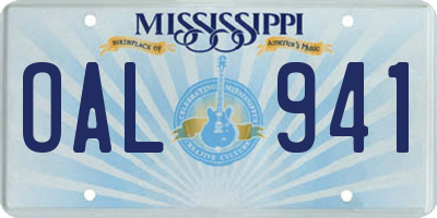 MS license plate OAL941