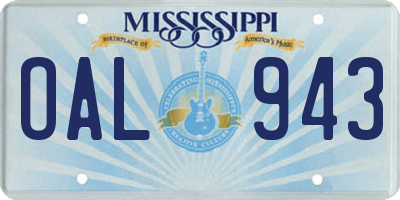 MS license plate OAL943
